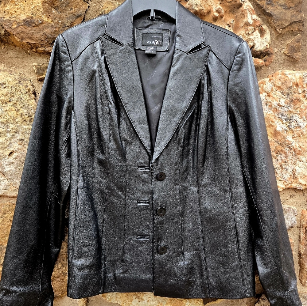 East 5th Black Soft Leather Blazer